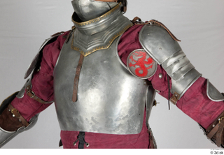  Photos Medieval Knight in plate armor 14 Historical Clothing Medieval Soldier emblem plate armor red gambeson upper body 0001.jpg
